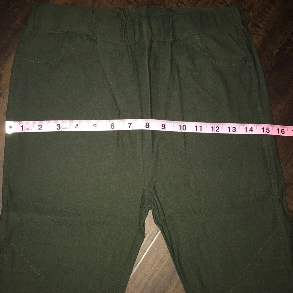 Olive Green motto leggings, - Picture 7 of 8